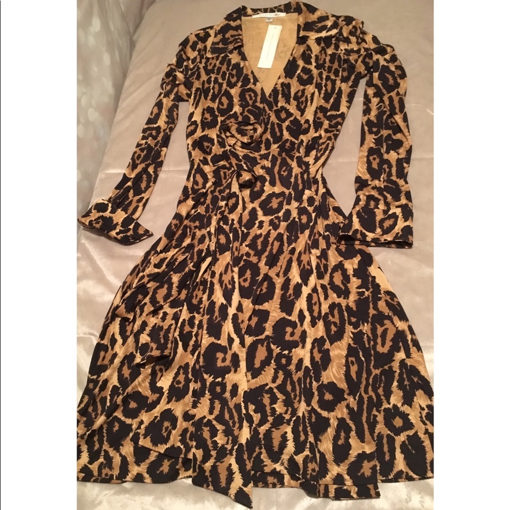 Diane Von Furstenberg Julie Wrap Dress Leopard